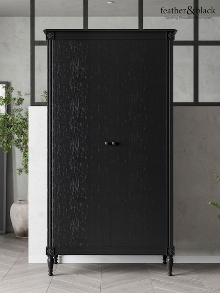 Feather & Black Black Casterton Double 2 Drawer Wooden Wardrobe (B33498) | £1,100