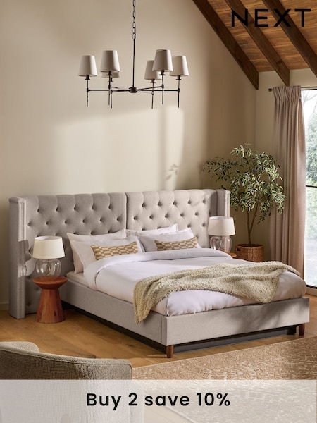 Wool Blend Natural Stone Grayson Upholstered Hotel Ottoman Storage Bed Frame (B33723) | £1,115 - £1,315