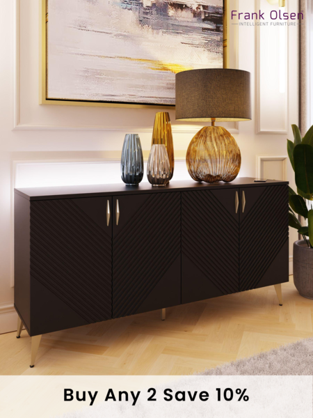 Frank Olsen Midnight Black AVA Four Door Smart Sideboard (B33758) | £550
