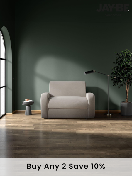 Jay-Be Brushed Twill Smoke Grey Brushed Deco Snuggle Sofa Bed (B33773) | £1,730