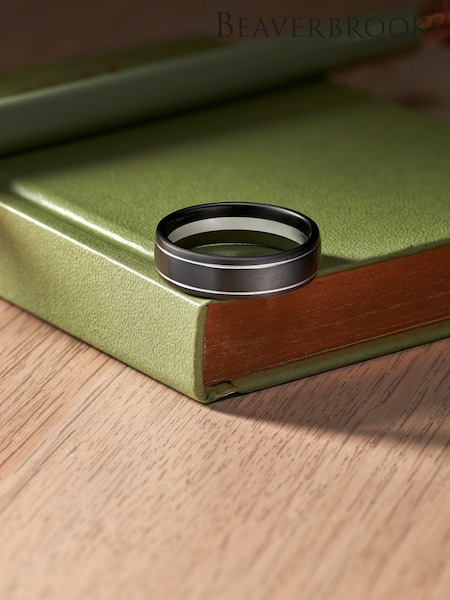 Beaverbrooks Platinum and Zirconium Black Wedding Ring (B33839) | £895