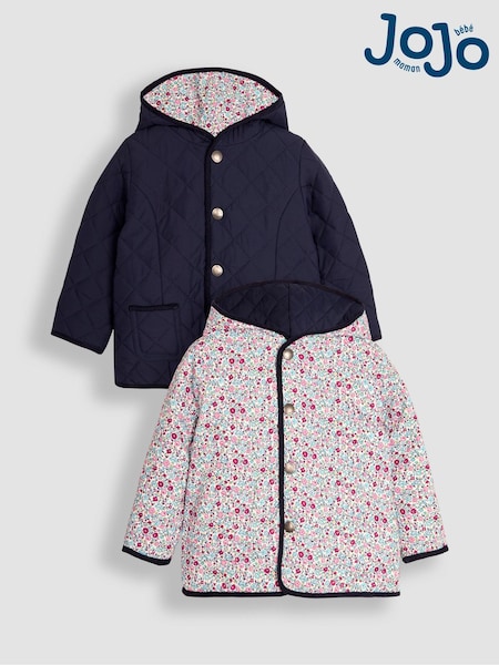 JoJo Maman Bébé Navy Reversible Quilted Jacket (B33965) | £39.50 - £45.50