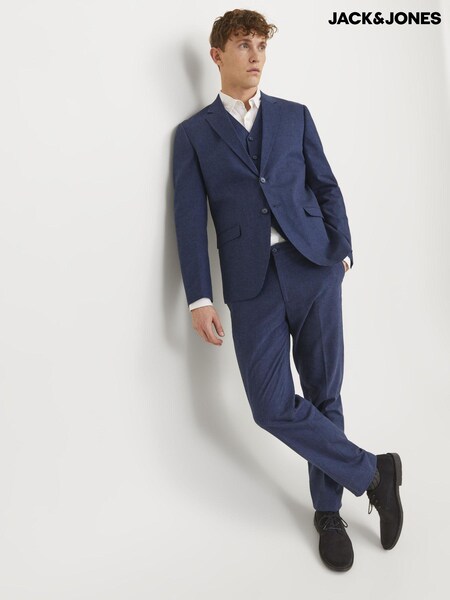 JACK & JONES Blue Linen Blend Slim Fit Trousers (B34046) | £29