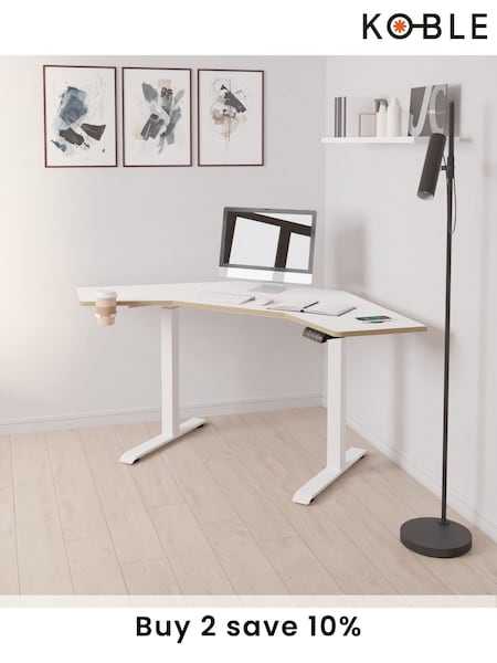 Koble White Gino Corner Height Adjustable Desk (B34084) | £300