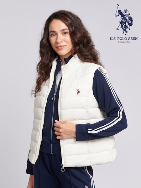 U.S. Polo Assn. White Lightweight Womens Puffer Gilet (B34089) | £70