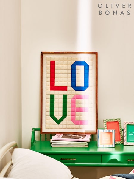 Oliver Bonas Multi Love Patchwork Framed Wall Art (B34116) | £95
