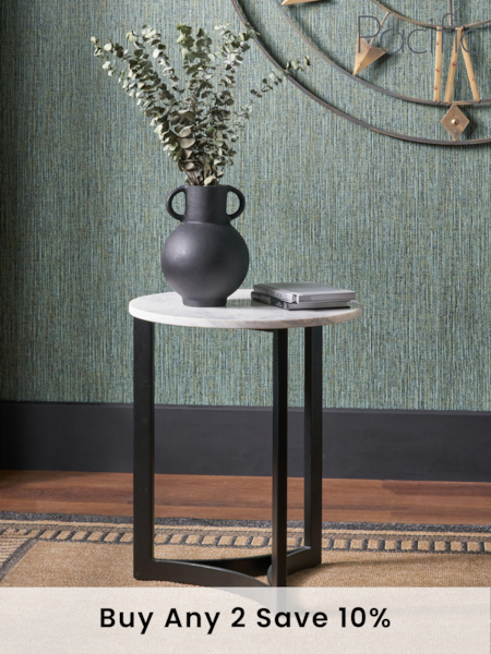 Pacific Mirrored Hendrick White Marble and Black Metal Side Table (B34303) | £275