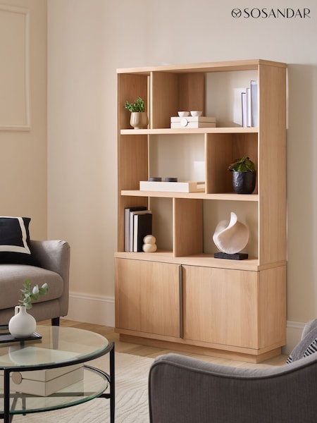 Sosandar Oak Seville Shelving Unit (B34368) | £749