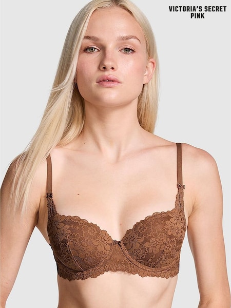 Victoria's Secret PINK Caramel Nude Balcony Lace Push Up Bra (B34380) | £35