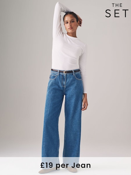 The Set Black/Mid Blue 2 Pack Denim Wide Leg 100% Cotton Jeans (B34556) | £38