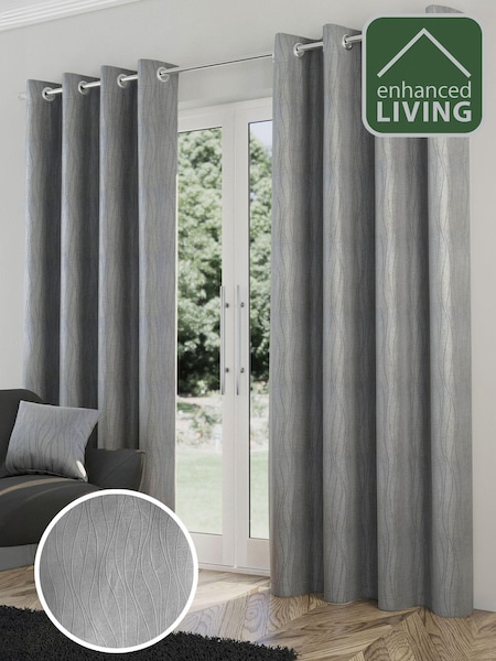 Enhanced Living Silver Thermal Room Darkening Goodwood Readymade Curtains (B34578) | £38 - £75