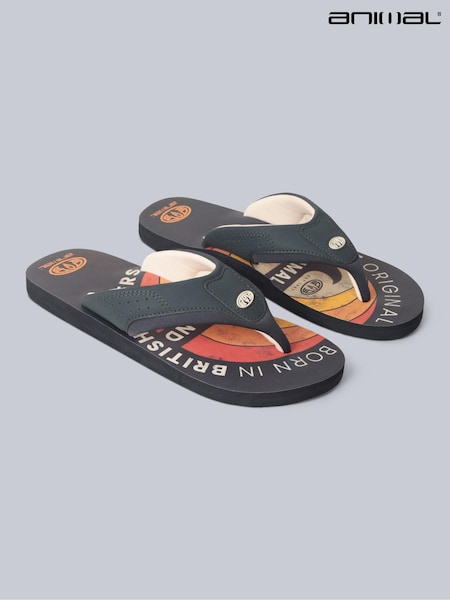 Animal Orange/Grey Mens Jekyl Flip Flops (B34604) | £29