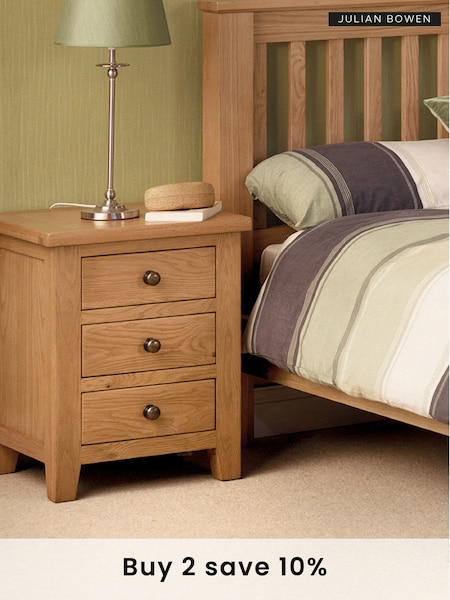 Julian Bowen Brown Marlborough 3 Drawer Bedside Table (B34697) | £205