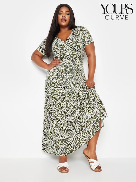 Yours Curve Green Wrap Dress (B34742) | £39