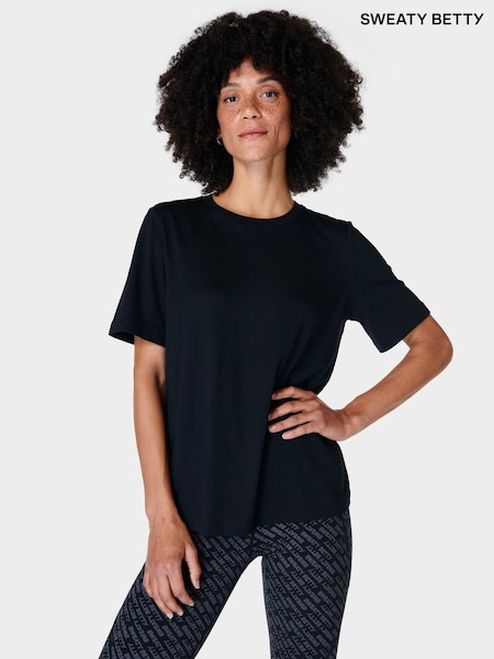 Sweaty Betty Black Essential Crew Neck T-Shirt (B34795) | £30