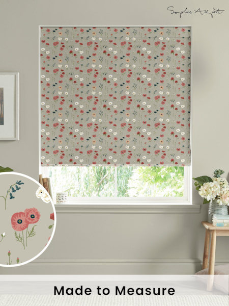 Sophie Allport Red Poppy Meadow Made to Measure 100% Cotton Roman Blinds (B34836) | £79