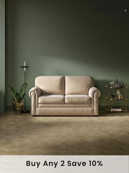 Jay-Be Brushed Twill Linen Cream Heritage 2 Seater Sofa Bed (B34932) | £1,155