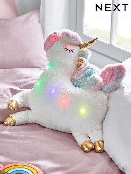 White Light Up Unicorn Cushion (B35006) | £21