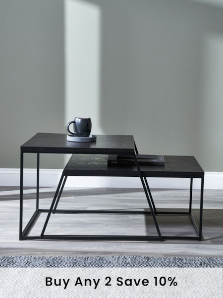 Pacific Set of 2 Black Ash Veneer and Metal Coffee Tables (B35045) | £275