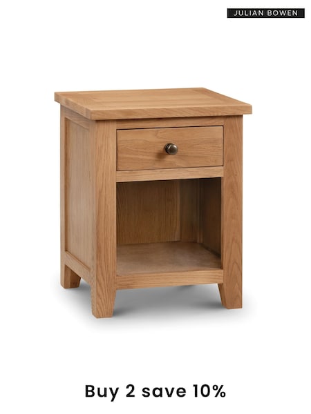 Julian Bowen Brown Marlborough 1 Drawer Bedside Table (B35599) | £190