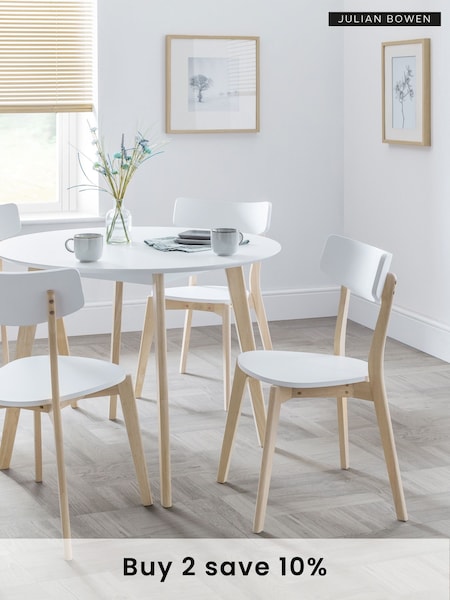 Julian Bowen Set of 4 White Limed Oak Casa Dining Chairs (B35732) | £225