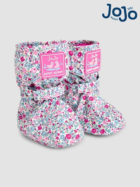 JoJo Maman Bébé Cream Ditsy Print Fleece Lined Booties (B35738) | £21 - £22