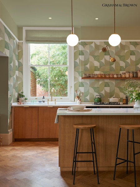 Graham & Brown Green Stitch Craze Wallpaper Sample (B35799) | £1