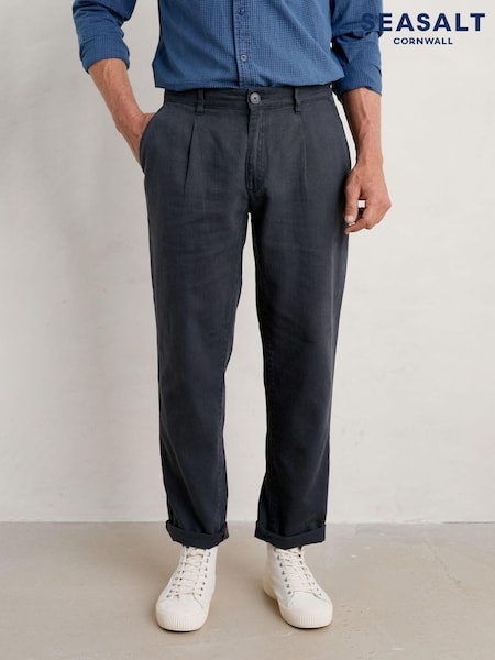 Seasalt Cornwall Blue Short Mens Helmsman Trousers (B35800) | £80