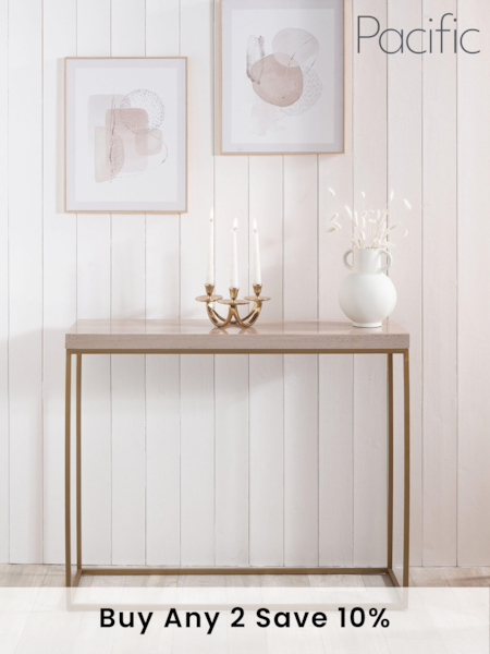 Pacific Beige Granite and Gold Metal Console Table (B36033) | £455