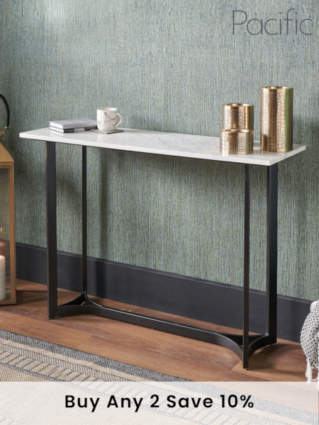 Pacific White Marble and Metal Console Table (B36106) | £410