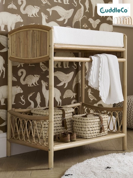 Cuddleco Natural Aria Wave Rattan Changing Table with Hanging Rail (B36586) | £199