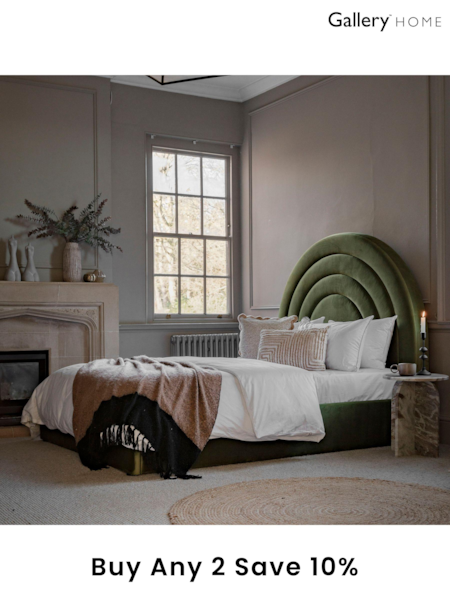 Gallery Home Green Hawes Upholstered Velvet Bed (B36610) | £1,000