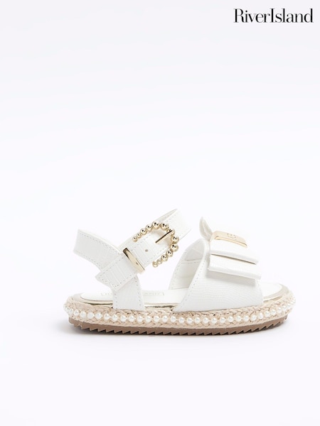 River Island White Girls White 3D Bow Espadrille (B36787) | £16