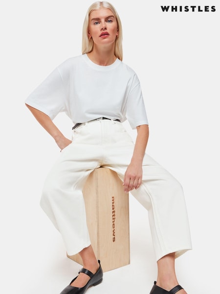 Whistles White Petite Petite Authentic Barrel Leg 100% Cotton Jeans (B36939) | £95