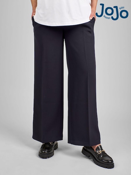 JoJo Maman Bébé Navy Blue Wide Leg Maternity Trousers (B36975) | £42