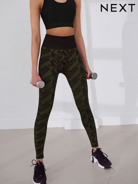 Green Camouflage Scrunch Seamless Leggings (B37438) | £22
