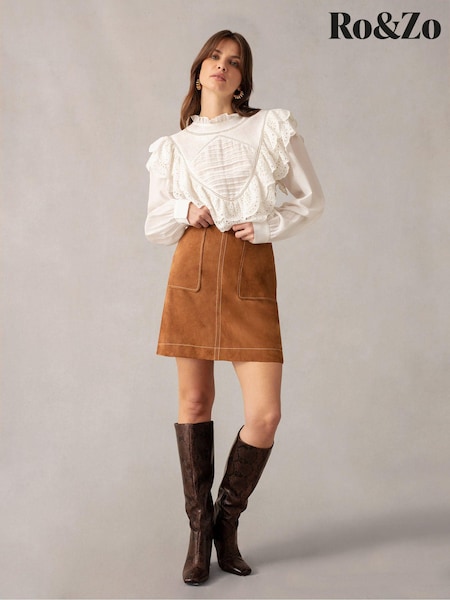 Ro&Zo Brown Suede Skirt (B37529) | £149