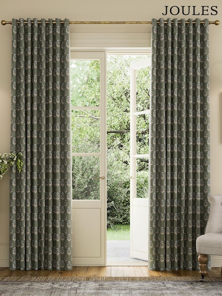 Joules Olive Chamomile Blackout Eyelet Curtains (B37887) | £70 - £130