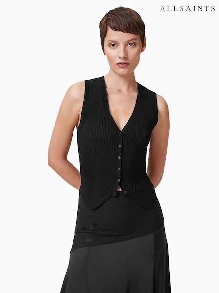 AllSaints Black Cruz Waistcoat (B37905) | £109