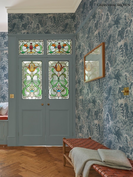 Graham & Brown Blue New Eden Porcelain Wallpaper Sample (B37998) | £1