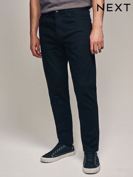 Black Solid Regular Tapered Fit Forever Colour Classic Stretch Jeans (B38240) | £28