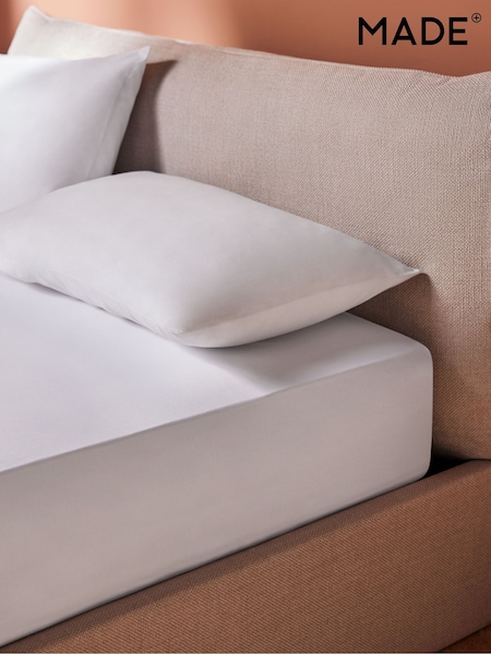 MADE.COM White Cosy Washed Cotton Extra Deep Fitted Sheet (B38282) | £20 - £35