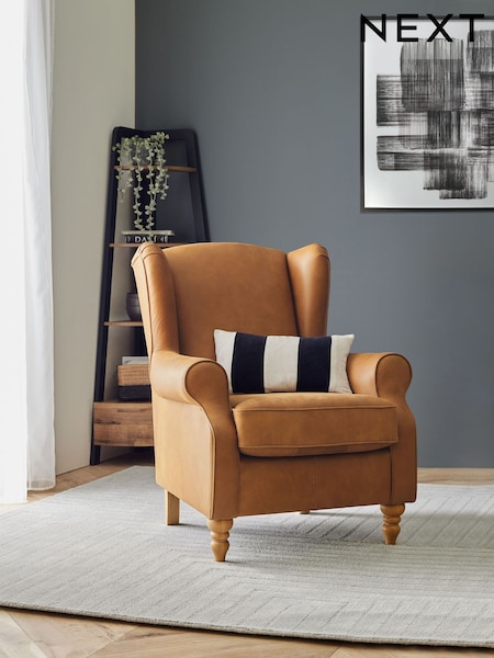 Antique Leather Light Tan Sherlock Highback Armchair (B38878) | £750