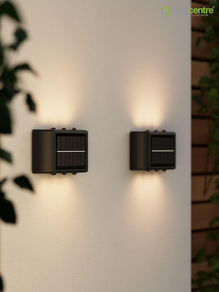 SolarCentre Set of 2 Black Mini Trio Up and Down Outdoor Solar Wall Lights (B38937) | £20