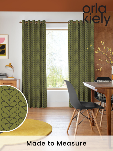 Orla Kiely Olive Green Linear Stem Made to Measure Curtains (B39218) | £91
