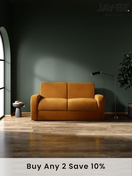 Jay-Be Luxe Velvet Saffron Yellow Deco 2 Seater Sofa Bed (B39464) | £2,105