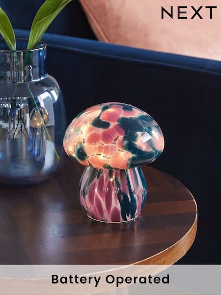 Blue Confetti Toadstool Battery Operated Glass Feature Light (B39954) | £18