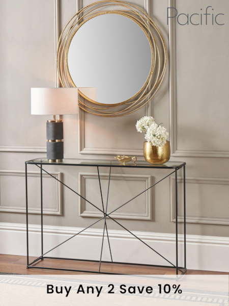 Pacific Glass and Black Roxy Metal Console Table (B39976) | £230