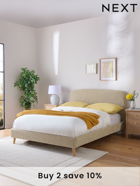 Natural Mink Tweedy Boucle Matson Upholstered Bed Frame (B40165) | £375 - £475