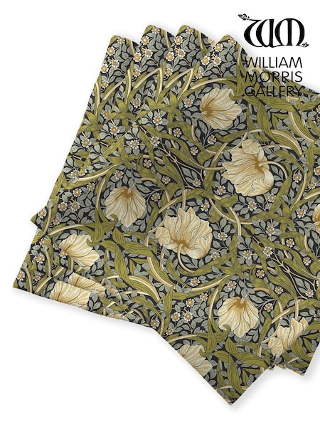 William Morris Gallery Grey Pimpernel Pack of 4 100% Cotton Napkins (B40227) | £20